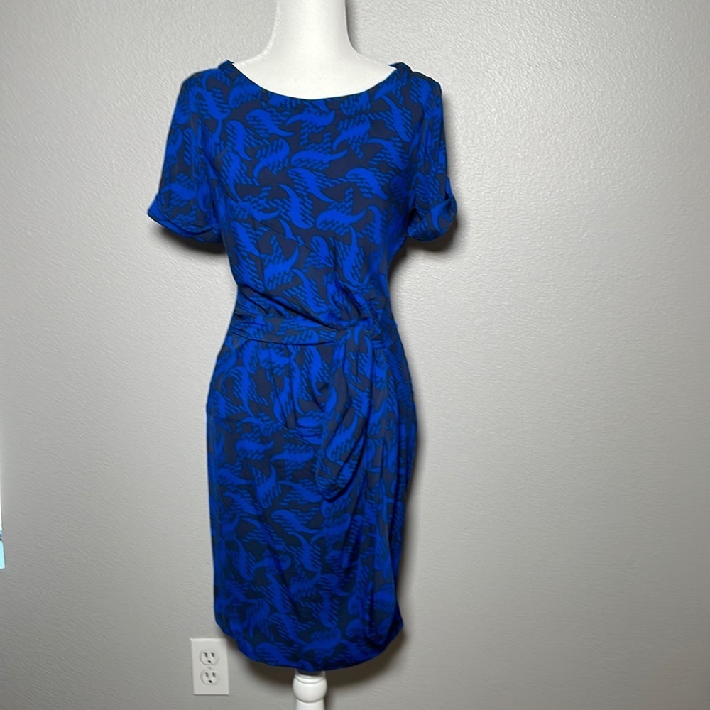 Diane von Furstenberg Leron Silk Georgette Tie Sleeve sheath dress size 6